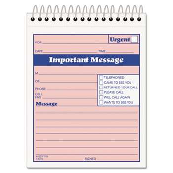 TOPS BUSINESS FORMS Telephone Message Book with Fax/Mobile Section, 4-1/4 x 5 1/2, Two-Part, 50/Book