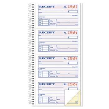 TOPS BUSINESS FORMS Money/Rent Receipt Spiral Book, 2-3/4 x 4 3/4, 2-Part Carbonless, 200 Sets/Book