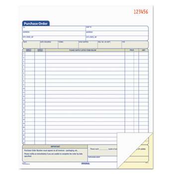 TOPS BUSINESS FORMS Purchase Order Book, 8 3/8 x 10 3/16, Two-Part Carbonless, 50 Sets/Book