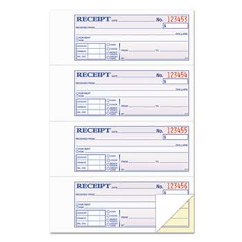 TOPS BUSINESS FORMS Money and Rent Receipt Books, 2-3/4 x 7 1/8, Two-Part Carbonless, 400 Sets/Book