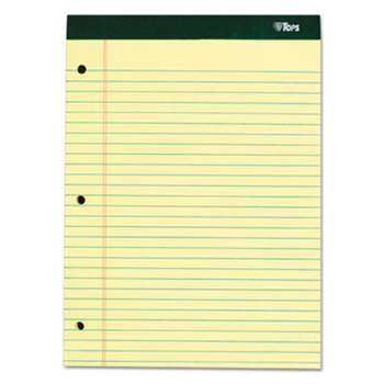 TOPS BUSINESS FORMS Double Docket Ruled Pads, 8 1/2 x 11 3/4, Canary, 100 Sheets, 6 Pads/Pack
