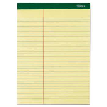TOPS BUSINESS FORMS Double Docket Ruled Pads, 8 1/2 x 11 3/4, Canary, 100 Sheets, 6 Pads/Pack