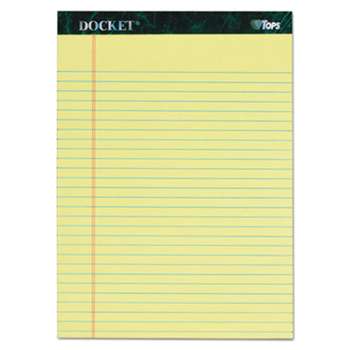 TOPS BUSINESS FORMS Docket Ruled Perforated Pads, 8 1/2 x 11 3/4, Canary, 50 Sheets, 6/Pack