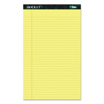 TOPS BUSINESS FORMS Docket Ruled Perforated Pads, 8 1/2 x 14, Canary, 50 Sheets, Dozen