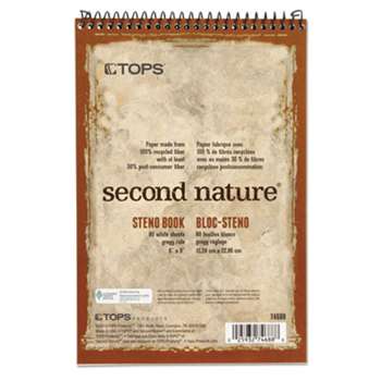 TOPS BUSINESS FORMS Second Nature Spiral Reporter/Steno Book, Gregg, 6 x 9, White, 80 Sheets