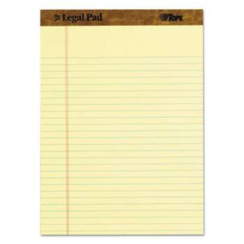 TOPS BUSINESS FORMS The Legal Pad Ruled Perforated Pads, 8 1/2 x 11 3/4, Canary, 50 Sheets, Dozen
