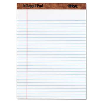 TOPS BUSINESS FORMS The Legal Pad Ruled Perforated Pads, 8 1/2 x 11 3/4, White, 50 Sheets