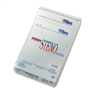 TOPS BUSINESS FORMS Prism Steno Books, Gregg, 6 x 9, Gray, 80 Sheets, 4 Pads/Pack