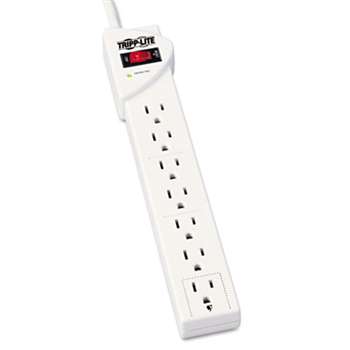TRIPPLITE STRIKER Surge Suppressor, 7 Outlets, 6 ft Cord, 1080 Joules, Light Gray