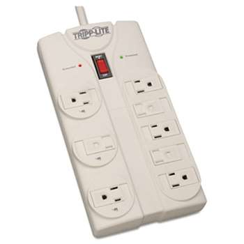 TRIPPLITE TLP808 Surge Suppressor, 8 Outlets, 8 ft Cord, 1440 Joules, Light Gray