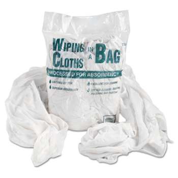 GENERAL SUPPLY Bag-A-Rags Reusable Wiping Cloths, Cotton, White, 1lb Pack