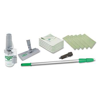 UNGER Indoor Window Cleaning Kit, Aluminum, 72" Extension Pole With 8" Pad Holder