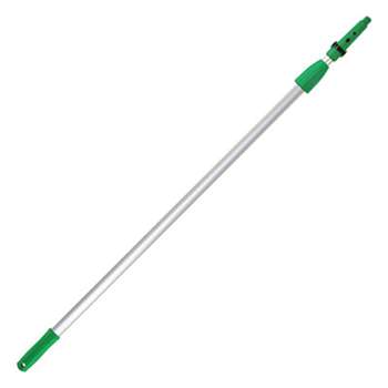 UNGER Opti-Loc Aluminum Extension Pole, 4 ft, Two Sections, Green/Silver