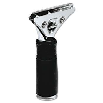 UNGER Pro Stainless Steel Squeegee Handle, Rubber Grip, Black/Steel, Screw Clamp