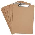 UNIVERSAL OFFICE PRODUCTS Hardboard Clipboard, 1/2" Capacity, Holds 8 1/2w x 12h, Brown, 6/Pack