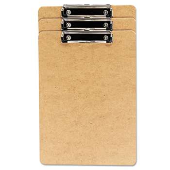 UNIVERSAL OFFICE PRODUCTS Hardboard Clipboard, 1/2" Capacity, Holds 8 1/2w x 14h, Brown, 3/Pack