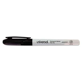 UNIVERSAL OFFICE PRODUCTS Pen Style Permanent Markers, Fine Point, Black, Dozen
