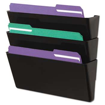 UNIVERSAL OFFICE PRODUCTS Recycled Wall File, Three Pocket, Plastic, Black
