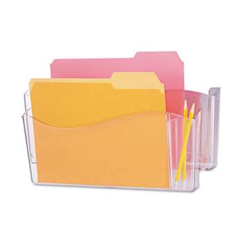 UNIVERSAL OFFICE PRODUCTS Unbreakable 4-in-1 Wall File, Two Pockets, Plastic, Clear