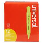 UNIVERSAL OFFICE PRODUCTS Desk Highlighter, Chisel Tip, Fluorescent Yellow, Dozen