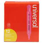 UNIVERSAL OFFICE PRODUCTS Desk Highlighter, Chisel Tip, Fluorescent Pink, Dozen