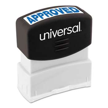UNIVERSAL OFFICE PRODUCTS Message Stamp, APPROVED, Pre-Inked One-Color, Blue