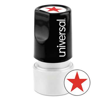 UNIVERSAL OFFICE PRODUCTS Round Message Stamp, STAR, Pre-Inked/Re-Inkable, Red