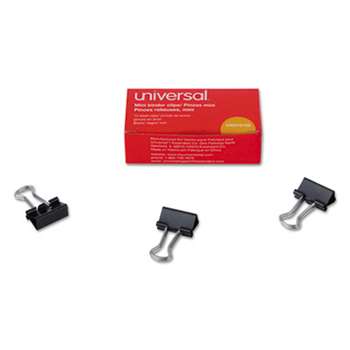 UNIVERSAL OFFICE PRODUCTS Mini Binder Clips, 1/4" Capacity, 5/8" Wide, Black, 12/Box