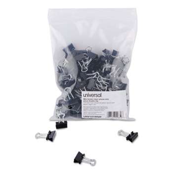 UNIVERSAL OFFICE PRODUCTS Mini Binder Clips, Zip-Seal Bag, 1/4" Capacity, 5/8" Wide, Black, 144/Bag