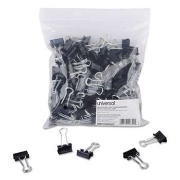 UNIVERSAL OFFICE PRODUCTS Small Binder Clips, Zip-Seal Bag, 3/8" Capacity, 3/4" Wide, Black, 144/Bag