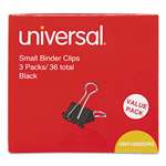 UNIVERSAL OFFICE PRODUCTS Small Binder Clips, 3/8" Capacity, 3/4" Wide, Black, 36/Box