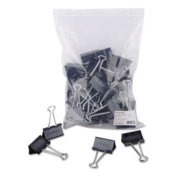 UNIVERSAL OFFICE PRODUCTS Large Binder Clips, Zip-Seal Bag, 1" Capacity, 2" Wide, Black, 36/Bag