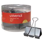 UNIVERSAL OFFICE PRODUCTS Large Binder Clips, 1" Capacity, 2" Wide, Black, 12/Pack