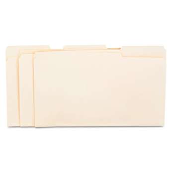 UNIVERSAL OFFICE PRODUCTS File Folders, 1/3 Cut Assorted, One-Ply Top Tab, Legal, Manila, 100/Box