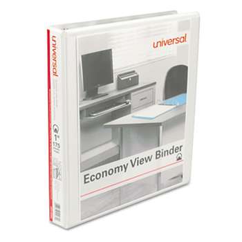 UNIVERSAL OFFICE PRODUCTS Economy Round Ring View Binder, 1" Capacity, White, 12/Carton