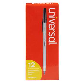 UNIVERSAL OFFICE PRODUCTS Economy Ballpoint Stick Oil-Based Pen, Black Ink, Medium, Dozen