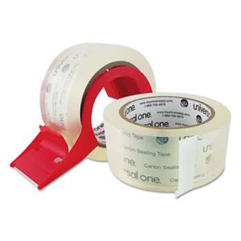UNIVERSAL OFFICE PRODUCTS Heavy-Duty Acrylic Box Sealing Tape w/Disp, 48mm x 50m, 3" Core, Clear, 2/Pack