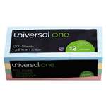 UNIVERSAL OFFICE PRODUCTS Self-Stick Notes, 1-1/2 x 2, Assorted Pastel Colors, 100-Sheet, 12/Pack