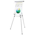 UNIVERSAL OFFICE PRODUCTS 3-Leg Telescoping Easel with Pad Retainer, Adjusts 34" to 64", Aluminum, Silver