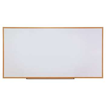 UNIVERSAL OFFICE PRODUCTS Dry-Erase Board, Melamine, 96 x 48, White, Oak-Finished Frame