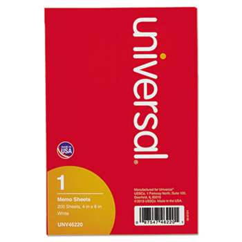 UNIVERSAL OFFICE PRODUCTS Loose Memo Sheets, 4 x6, White, 200 Sheets/Pack