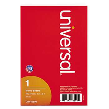 UNIVERSAL OFFICE PRODUCTS Loose Memo Sheets, 4 x6, White, 500 Sheets/Pack