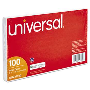 UNIVERSAL OFFICE PRODUCTS Unruled Index Cards, 5 x 8, White, 100/Pack