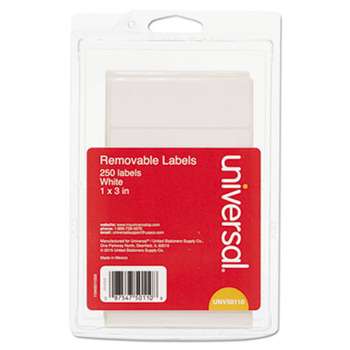 UNIVERSAL OFFICE PRODUCTS Removable Self-Adhesive Multi-Use Labels, 1 x 3, White, 250/Pack