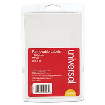 UNIVERSAL OFFICE PRODUCTS Removable Self-Adhesive Multi-Use Labels, 2 x 4, White, 120/Pack