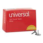 UNIVERSAL OFFICE PRODUCTS Thumb Tacks, Steel, Silver, 5/16", 100/Box