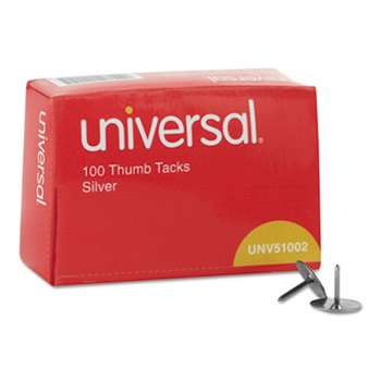 UNIVERSAL OFFICE PRODUCTS Thumb Tacks, Steel, Silver, 5/16", 100/Box