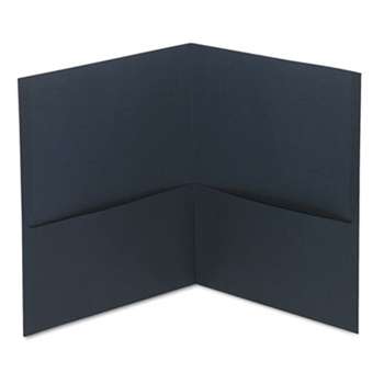 UNIVERSAL OFFICE PRODUCTS Two-Pocket Portfolio, Embossed Leather Grain Paper, Dark Blue, 25/Box