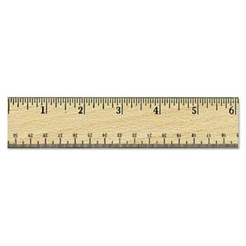 UNIVERSAL OFFICE PRODUCTS Flat Wood Ruler w/Double Metal Edge, 12", Clear Lacquer Finish
