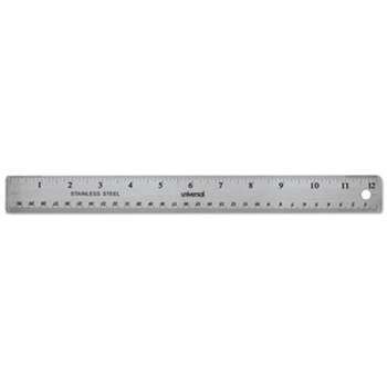UNIVERSAL OFFICE PRODUCTS Stainless Steel Ruler w/Cork Back and Hanging Hole, 12", Silver